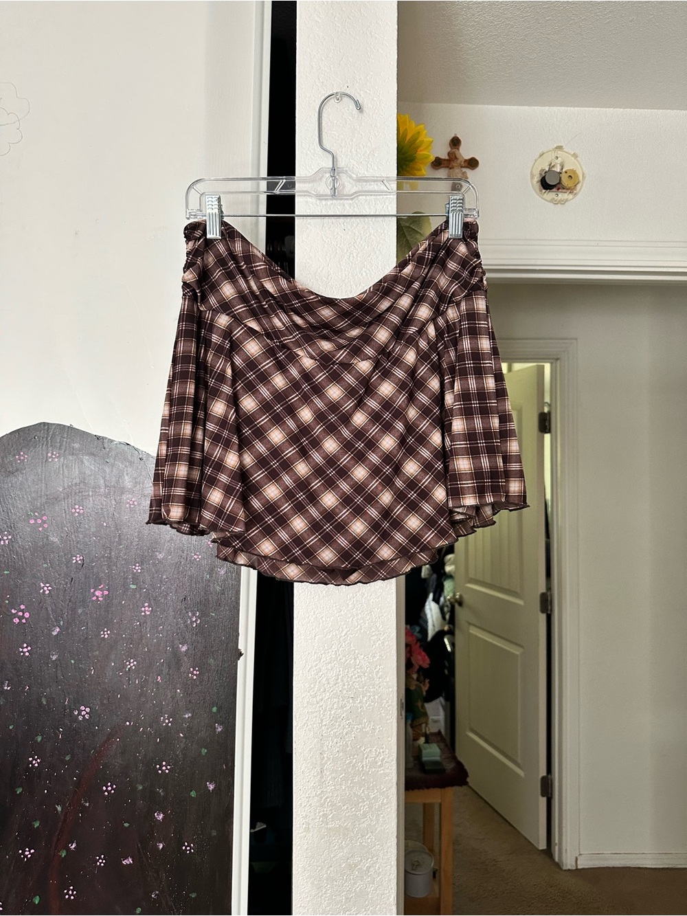 American Eagle Outfitters Brown Plaid Skater Skirt